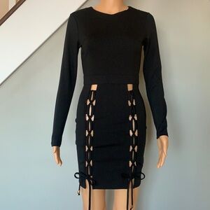 Black lace up dress
